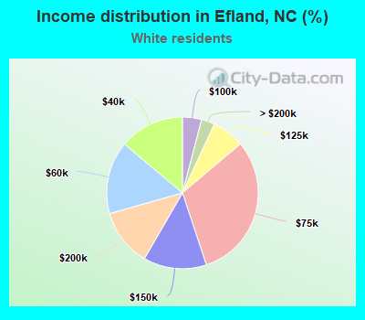 Income distribution in Efland, NC (%)