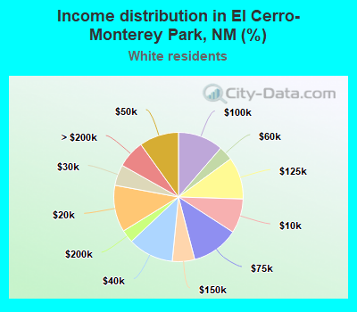 Income distribution in El Cerro-Monterey Park, NM (%)