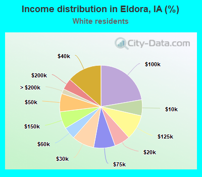 Income distribution in Eldora, IA (%)