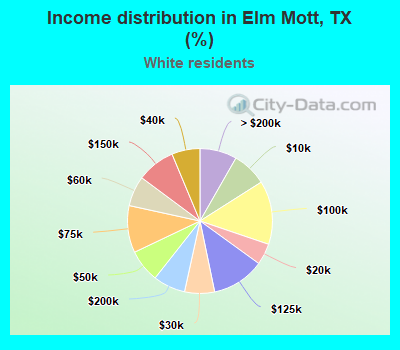 Income distribution in Elm Mott, TX (%)