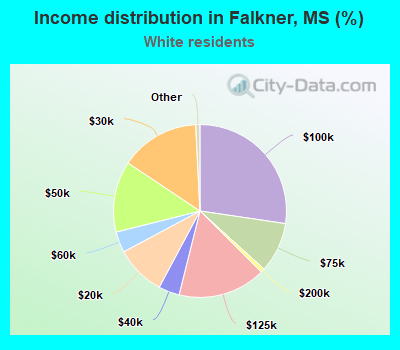 Income distribution in Falkner, MS (%)
