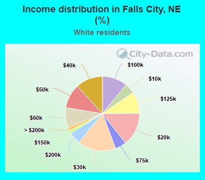 Income distribution in Falls City, NE (%)