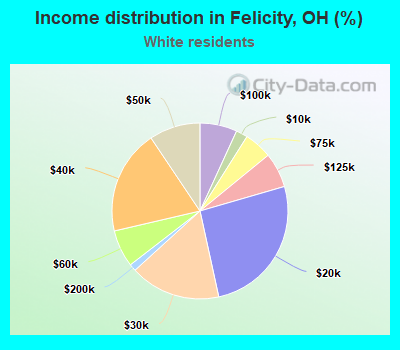 Income distribution in Felicity, OH (%)