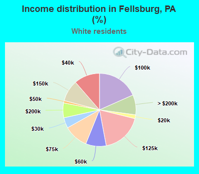 Income distribution in Fellsburg, PA (%)