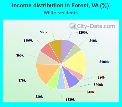 Income distribution in Forest, VA (%)