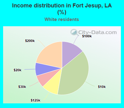 Income distribution in Fort Jesup, LA (%)