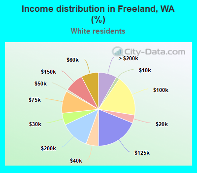 Income distribution in Freeland, WA (%)