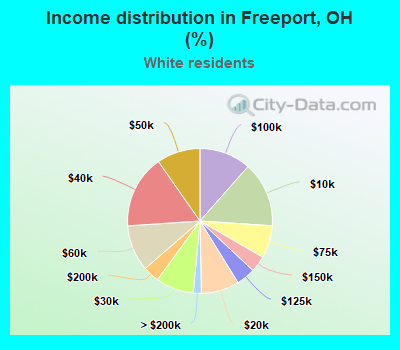 Income distribution in Freeport, OH (%)