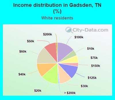 Income distribution in Gadsden, TN (%)