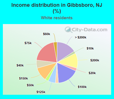 Income distribution in Gibbsboro, NJ (%)