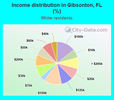 Income distribution in Gibsonton, FL (%)
