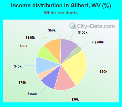 Income distribution in Gilbert, WV (%)