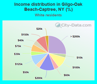 Income distribution in Gilgo-Oak Beach-Captree, NY (%)