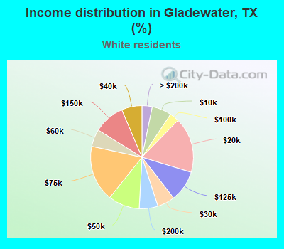 Income distribution in Gladewater, TX (%)