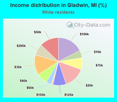 Income distribution in Gladwin, MI (%)