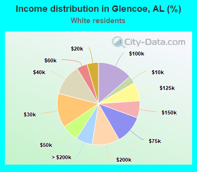 Income distribution in Glencoe, AL (%)