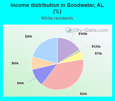 Income distribution in Goodwater, AL (%)