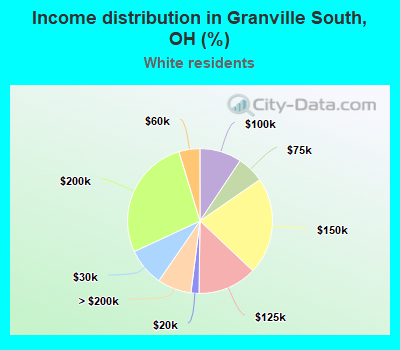 Income distribution in Granville South, OH (%)