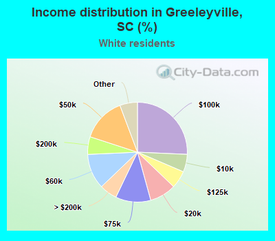 Income distribution in Greeleyville, SC (%)