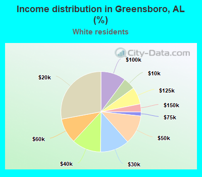 Income distribution in Greensboro, AL (%)