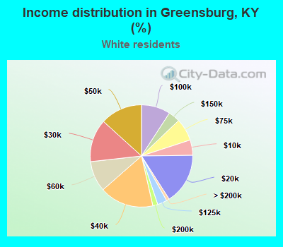 Income distribution in Greensburg, KY (%)