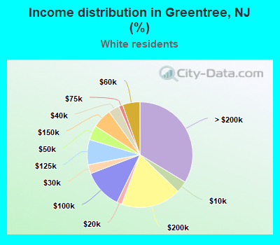 Income distribution in Greentree, NJ (%)