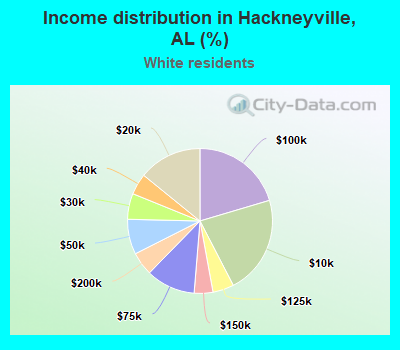 Income distribution in Hackneyville, AL (%)