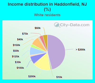 Income distribution in Haddonfield, NJ (%)