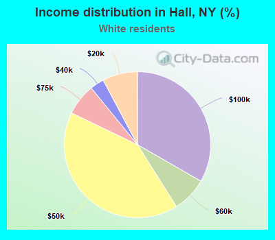 Income distribution in Hall, NY (%)