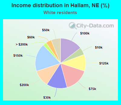Income distribution in Hallam, NE (%)