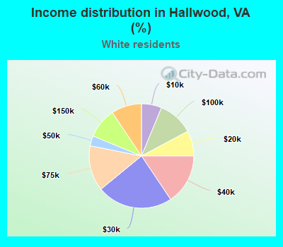 Income distribution in Hallwood, VA (%)