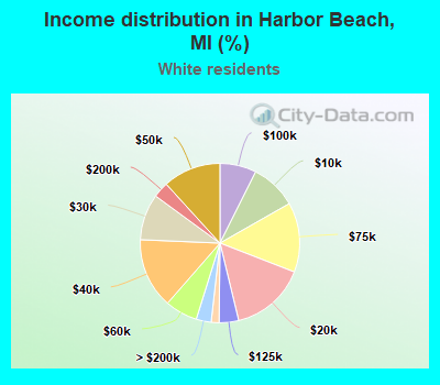 Income distribution in Harbor Beach, MI (%)