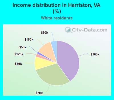Income distribution in Harriston, VA (%)