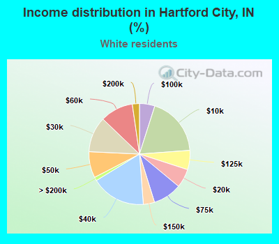 Income distribution in Hartford City, IN (%)