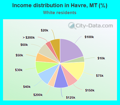 Income distribution in Havre, MT (%)