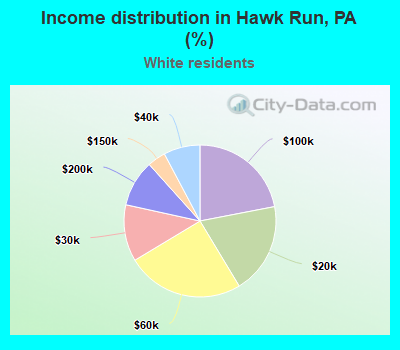 Income distribution in Hawk Run, PA (%)