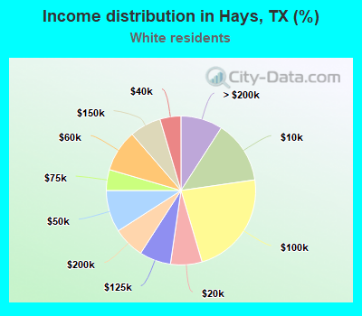 Income distribution in Hays, TX (%)