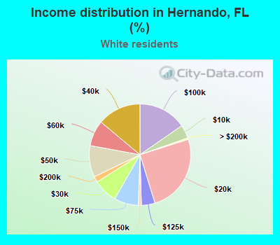 Income distribution in Hernando, FL (%)