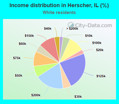 Income distribution in Herscher, IL (%)