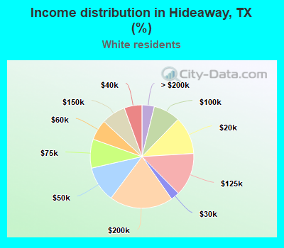 Income distribution in Hideaway, TX (%)