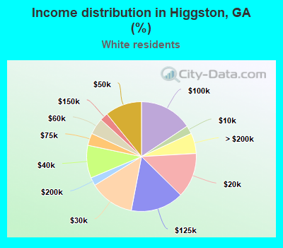 Income distribution in Higgston, GA (%)