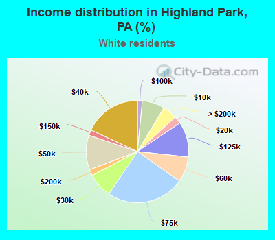 Income distribution in Highland Park, PA (%)