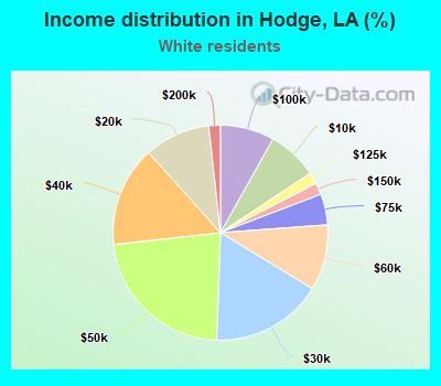 Income distribution in Hodge, LA (%)