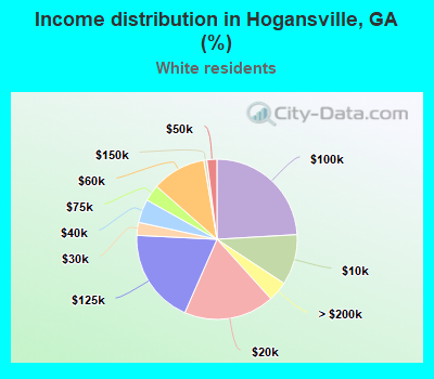 Income distribution in Hogansville, GA (%)