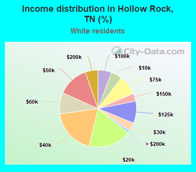 Income distribution in Hollow Rock, TN (%)