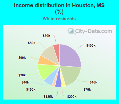 Income distribution in Houston, MS (%)