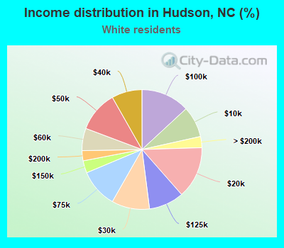 Income distribution in Hudson, NC (%)