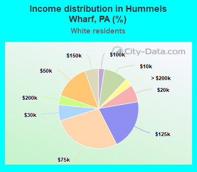 Income distribution in Hummels Wharf, PA (%)