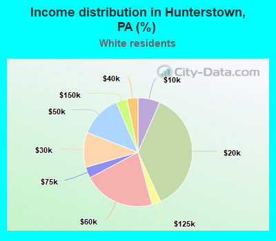 Income distribution in Hunterstown, PA (%)