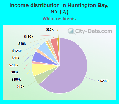 Income distribution in Huntington Bay, NY (%)